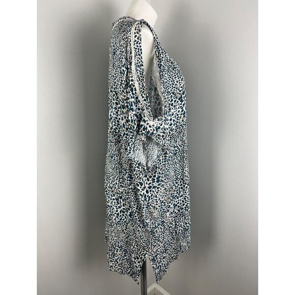 Women's Raisins Curve Blue White Animal Print Swim Beach Cover-Up 1X - Picture 2 of 8